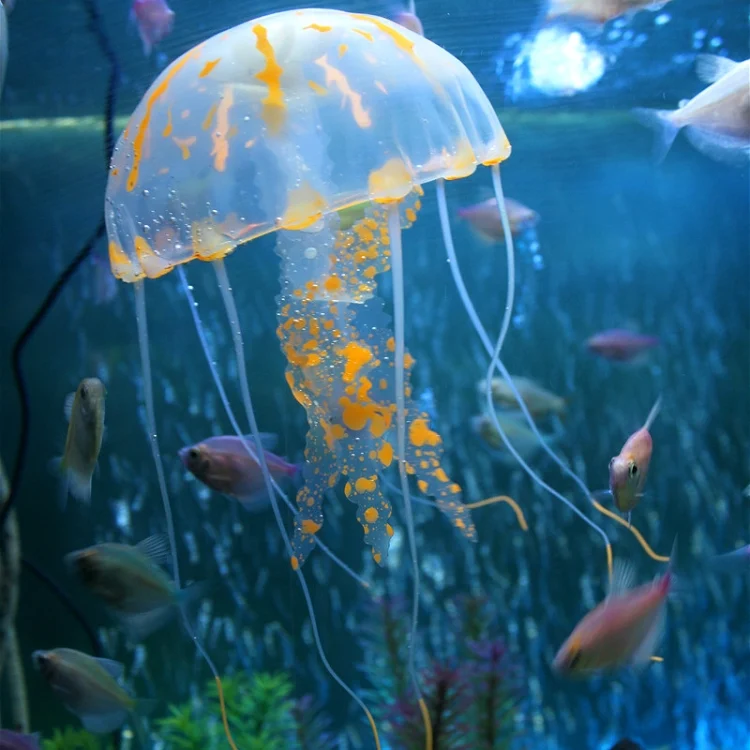 OG4692E_1.webp Aquarium Articles Decoration Silicone Simulation Fluorescent Sucker Jellyfish, Size: 8*20cm - Image 3