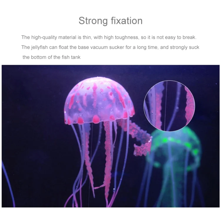 OG4692E_2.webp Aquarium Articles Decoration Silicone Simulation Fluorescent Sucker Jellyfish, Size: 8*20cm - Image 4