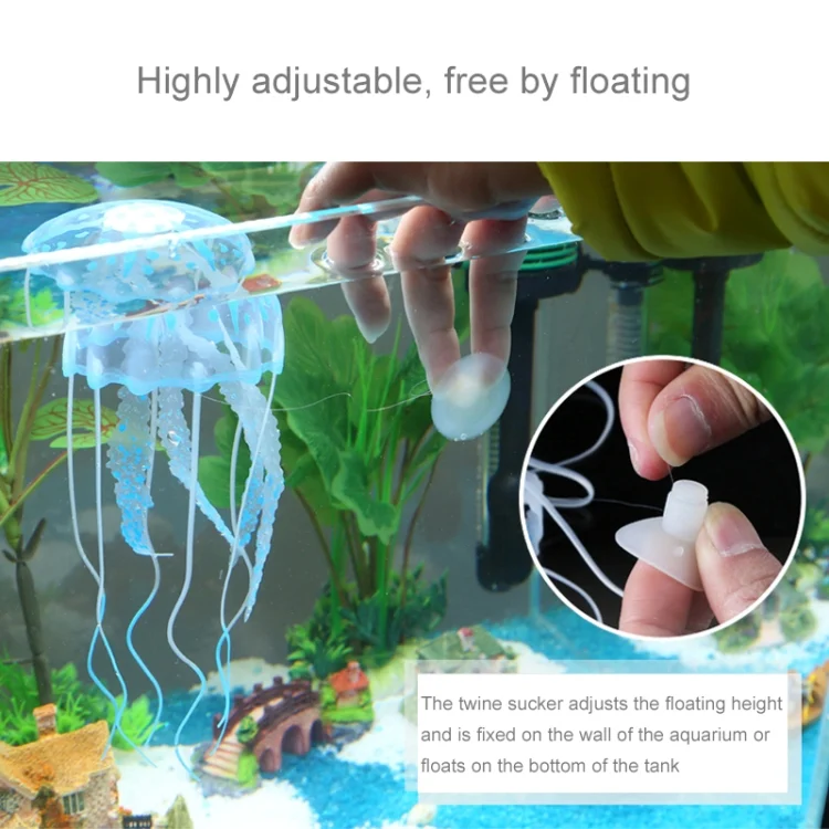 OG4692E_5.webp Aquarium Articles Decoration Silicone Simulation Fluorescent Sucker Jellyfish, Size: 8*20cm - Image 7