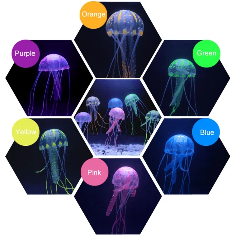 OG4692_B1.webp Aquarium Articles Decoration Silicone Simulation Fluorescent Sucker Jellyfish, Size: 8*20cm - Image 2
