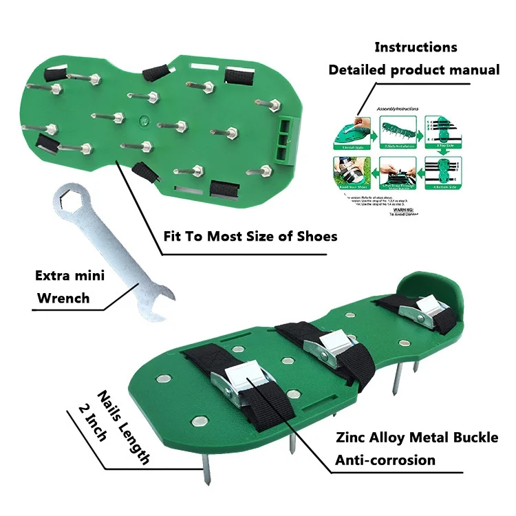OG5083B_5.webp Garden Lawn Garden Tools Grass Ripper Spiked Shoes with 6 Metal Buckles - Image 6