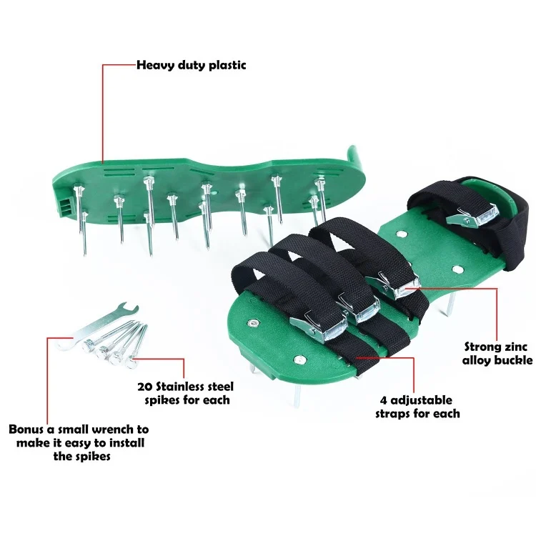 OG5085B_3.webp Garden Lawn Garden Tools Grass Ripper Spiked Shoes with 8 Metal Buckles - Image 4