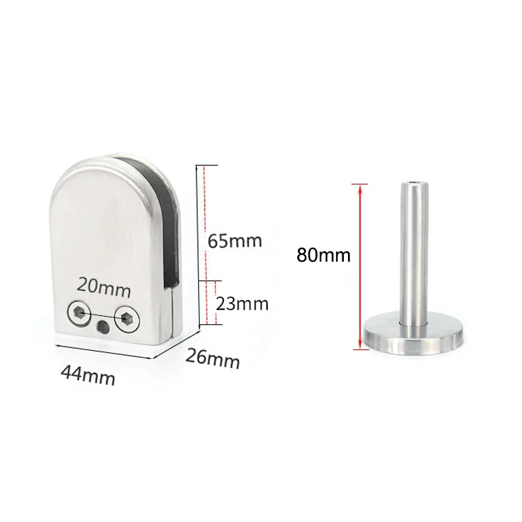 OG5931_2.webp 304 Stainless Steel Glass Fish Mouth Support Rod Fixing Clip with 14x80mm Rod, Specification: L - Image 3