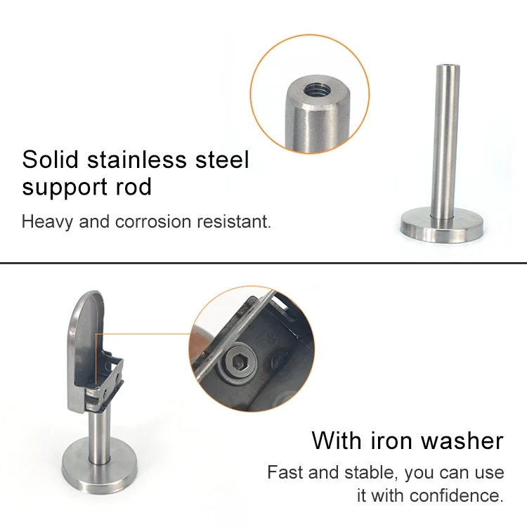OG5931_3.webp 304 Stainless Steel Glass Fish Mouth Support Rod Fixing Clip with 14x80mm Rod, Specification: L - Image 4