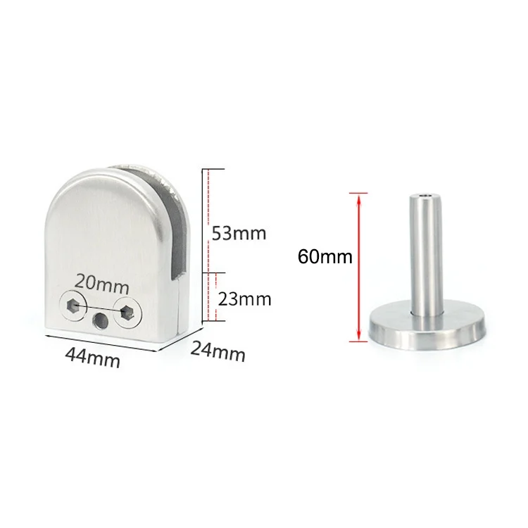 OG5959_2.webp 304 Stainless Steel Glass Fish Mouth Support Rod Fixing Clip with 14x60mm Rod, Specification: M - Image 3