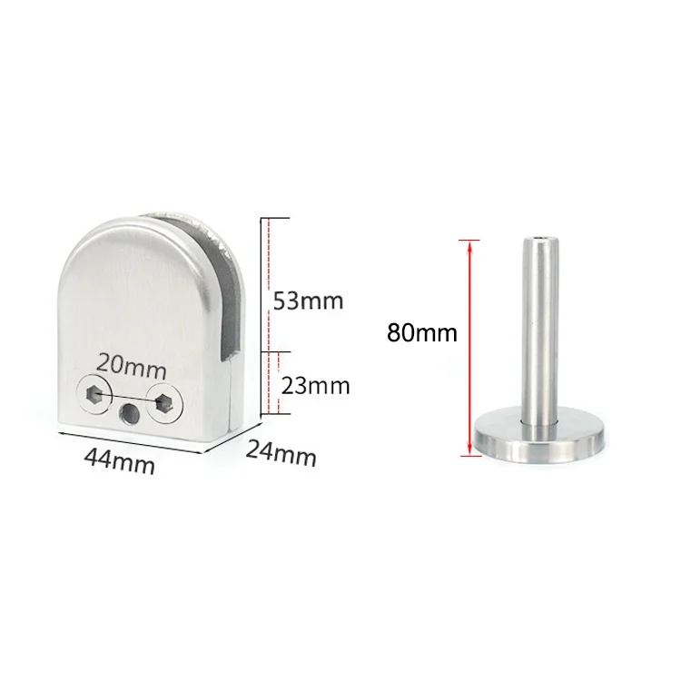 OG5965_2.webp 304 Stainless Steel Glass Fish Mouth Support Rod Fixing Clip with 14x80mm Rod, Specification: M - Image 3