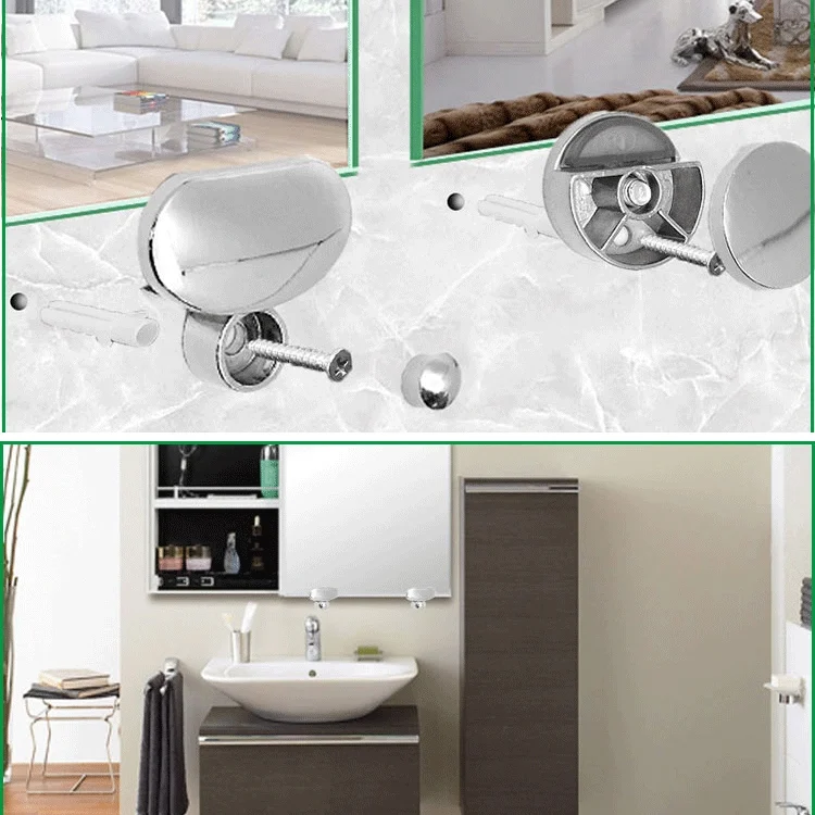 OG6005_3.webp 10 PCS Oval Glass Mirror Holder Buckle Fixing Accessories with Screw & Rubber Plug - Image 4