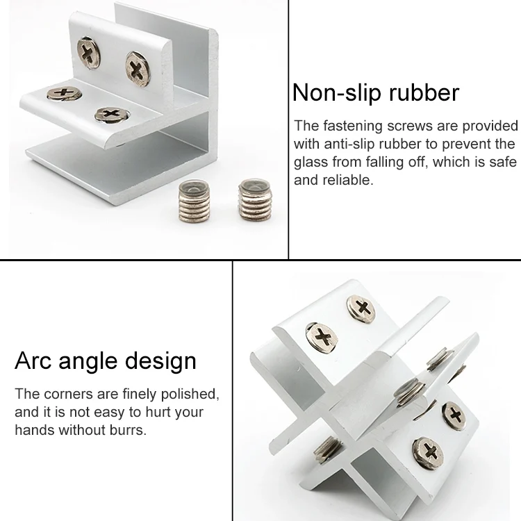 OG6008_2.webp Aluminum Alloy Glass Combination Clamp Cabinet Partition Fixing Clip, 90 degrees Cliped 8-10mm - Image 3