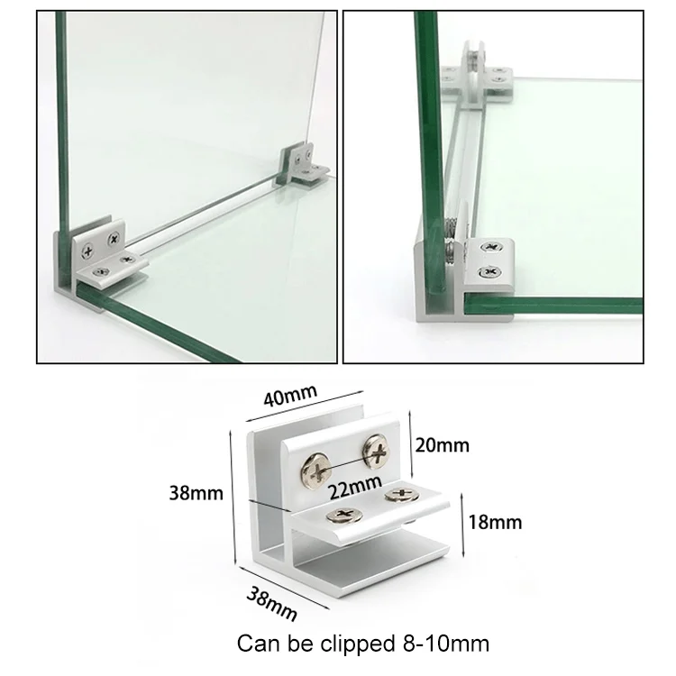 OG6008_3.webp Aluminum Alloy Glass Combination Clamp Cabinet Partition Fixing Clip, 90 degrees Cliped 8-10mm - Image 4