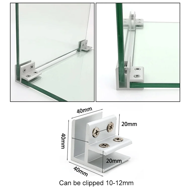 OG6009_3.webp 5 PCS Aluminum Alloy Glass Combination Clamp Cabinet Partition Fixing Clip, 90 degrees Cliped 10-12mm - Image 4