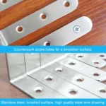2pcs Stainless Steel 90 Degree Angle Bracket,Corner Brace Joint Bracket Fastener Furniture Cabinet Screens Wall (125mm) - Image 4