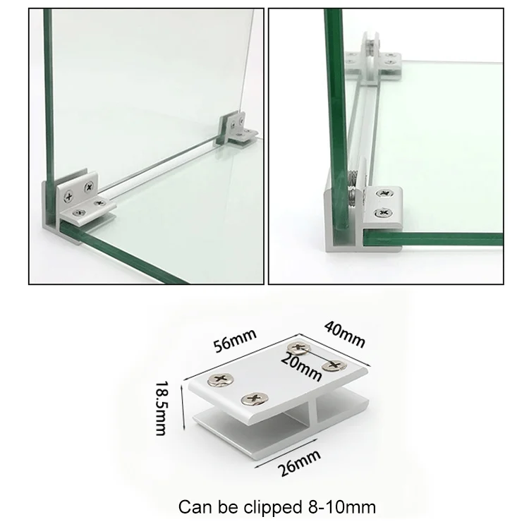 OG6120_3.webp Aluminum Alloy Glass Combination Clamp Cabinet Partition Fixing Clip, 180 degrees Cliped 8-10mm - Image 4