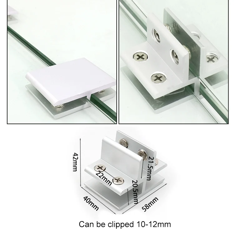 OG6123_3.webp Aluminum Alloy Glass Combination Clamp Cabinet Partition Fixing Clip, T-type Cliped 10-12mm - Image 4