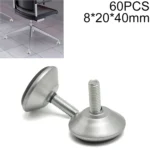 60 PCS M8 20mm Adjustable Support Plastic Chassis Metal Screw Furniture Mat (40mm)