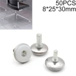 50 PCS M8 25mm Adjustable Support Nylon Chassis Metal Screw Furniture Mat (30mm)