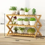 3-Layer Balcony Living Room Collapsible Solid Wood Flower Stand Potted Planting Shelves, Length: 70cm - Image 7