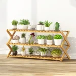 3-Layer Balcony Living Room Collapsible Solid Wood Flower Stand Potted Planting Shelves, Length: 100cm - Image 2