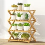 4-Layer Balcony Living Room Collapsible Solid Wood Flower Stand Potted Planting Shelves, Length: 50cm - Image 2
