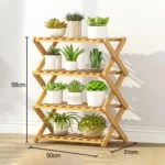 4-Layer Balcony Living Room Collapsible Solid Wood Flower Stand Potted Planting Shelves, Length: 50cm - Image 7