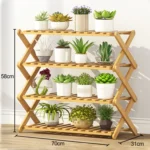 4-Layer Balcony Living Room Collapsible Solid Wood Flower Stand Potted Planting Shelves, Length: 70cm - Image 7