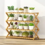 4-Layer Balcony Living Room Collapsible Solid Wood Flower Stand Potted Planting Shelves, Length: 80cm - Image 2