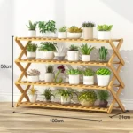 4-Layer Balcony Living Room Collapsible Solid Wood Flower Stand Potted Planting Shelves, Length: 100cm - Image 7