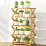 5-Layer Balcony Living Room Collapsible Solid Wood Flower Stand Potted Planting Shelves, Length: 50cm - Image 2