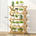 5-Layer Balcony Living Room Collapsible Solid Wood Flower Stand Potted Planting Shelves, Length: 50cm - Image 7