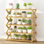 5-Layer Balcony Living Room Collapsible Solid Wood Flower Stand Potted Planting Shelves, Length: 80cm