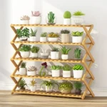 5-Layer Balcony Living Room Collapsible Solid Wood Flower Stand Potted Planting Shelves, Length: 100cm - Image 2