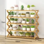 5-Layer Balcony Living Room Collapsible Solid Wood Flower Stand Potted Planting Shelves, Length: 100cm - Image 7