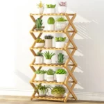 6-Layer Balcony Living Room Collapsible Solid Wood Flower Stand Potted Planting Shelves, Length: 50cm - Image 2