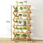 6-Layer Balcony Living Room Collapsible Solid Wood Flower Stand Potted Planting Shelves, Length: 50cm - Image 7