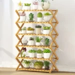 6-Layer Balcony Living Room Collapsible Solid Wood Flower Stand Potted Planting Shelves, Length: 70cm - Image 2