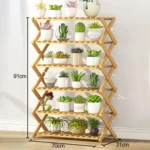 6-Layer Balcony Living Room Collapsible Solid Wood Flower Stand Potted Planting Shelves, Length: 70cm - Image 7