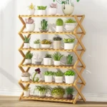 6-Layer Balcony Living Room Collapsible Solid Wood Flower Stand Potted Planting Shelves, Length: 80cm - Image 2