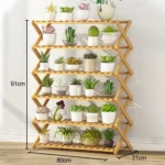 6-Layer Balcony Living Room Collapsible Solid Wood Flower Stand Potted Planting Shelves, Length: 80cm - Image 7