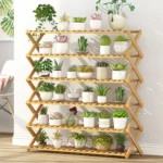 6-Layer Balcony Living Room Collapsible Solid Wood Flower Stand Potted Planting Shelves, Length: 100cm - Image 2