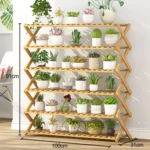 6-Layer Balcony Living Room Collapsible Solid Wood Flower Stand Potted Planting Shelves, Length: 100cm - Image 7