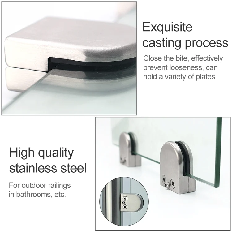 OG7041_4.webp 5-8mm Flat Bottom Matte Polished 304 Stainless Steel Fixed Clip Railing Glass Wood Layer Board Clamp Bracket - Image 5