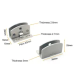 Open Hole Free Brushed Surface Glass Hinge, Size: L, 8-10mm - Image 3