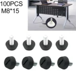 100 PCS Adjustable Foot Pad Furniture Screw Support Stub, M8x15