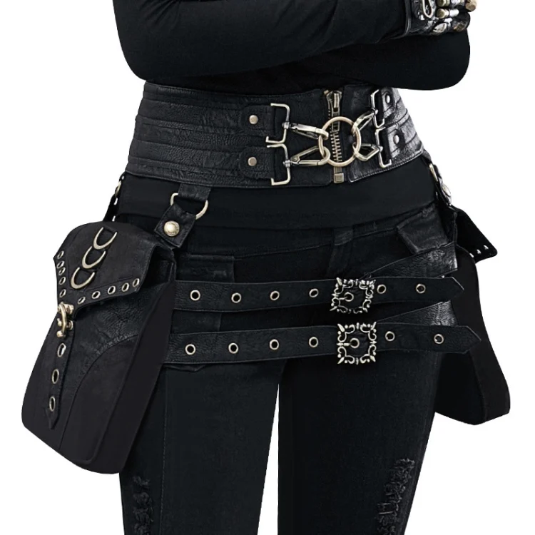 OG9701.webp FBG003BK Ladies PU Leather Waist Bag, Size: 23 x 19.5cm, Strap Length: 130cm - Image 1