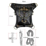FHG131BK Skull Head Decoration Multi-function PU Leather One-shoulder Crossbody Bag Waist Bag for Ladies - Image 4