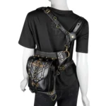 FHG131BK Skull Head Decoration Multi-function PU Leather One-shoulder Crossbody Bag Waist Bag for Ladies - Image 8