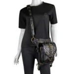 FHG131BK Skull Head Decoration Multi-function PU Leather One-shoulder Crossbody Bag Waist Bag for Ladies - Image 9