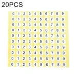 20 PCS Round Shape Number Sticker Shoe Size Label, Number 0-9