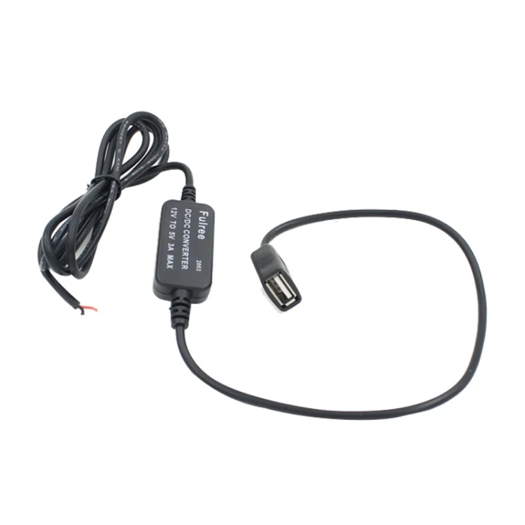 PC1152.webp Car Motorcycle Single USB Car Charger DC 12V To 5V 3A Power Adapter for Car GPS Tracker DVR, Length: 1m - Image 1