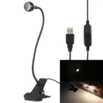 3W 360 Degree Rotation USB Metal Flexible Neck Warm White Light LED Light with Switch & Clip