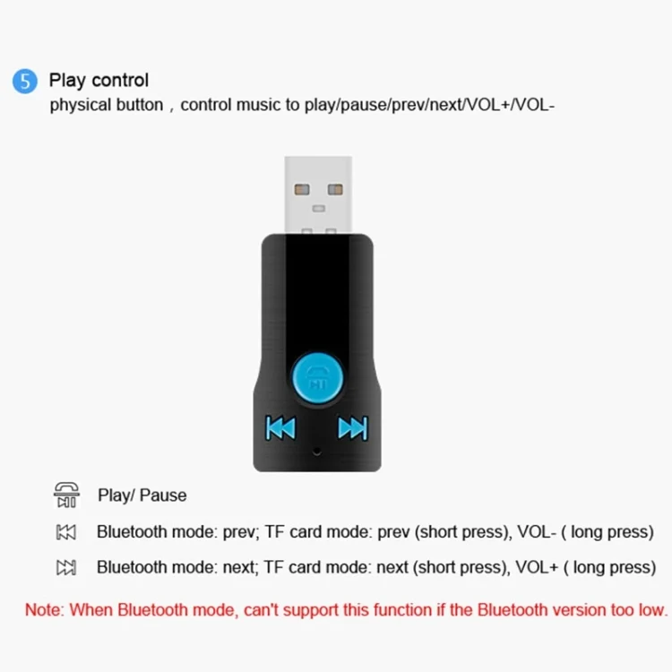 PC1780_18.webp BC07 Mini Brushed Texture USB Bluetooth Receiver MP3 Player SD/TF Card Reader with Microphone & Audio Cable, Support Handsfree & AUX Output & 32GB Micro SD / TF Card & Two-sided USB Port Connecting - Image 19